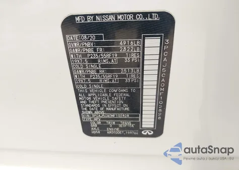 2021 Infiniti Qx50 Essential z USA, uszkodzony, nr VIN 3PCAJ5CA0MF102828